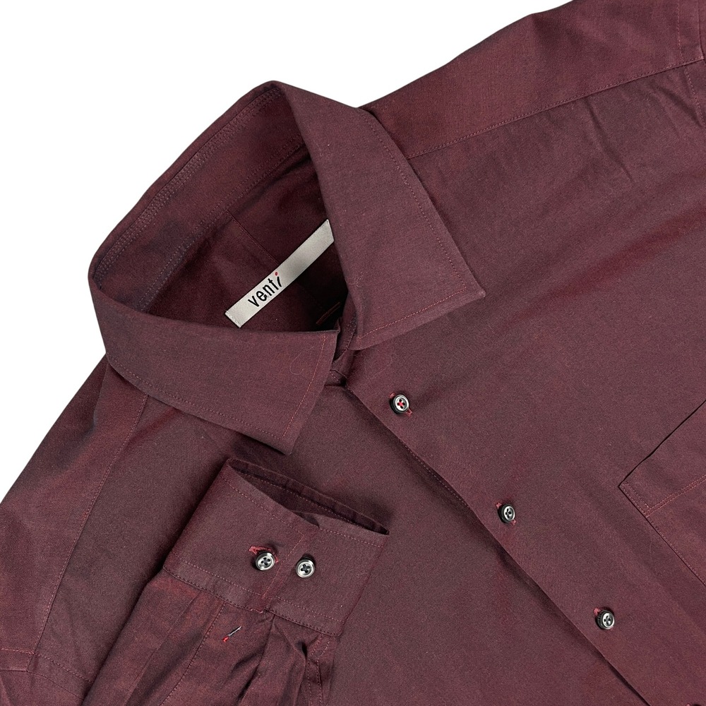 Venti Shirt Mens 41 Burgundy Long Sleeve Button‎ Down German Baumwolle Cotton